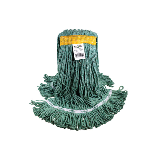 Globe Commercial Syn-Pro Synthetic Bagged Looped End Wet Mop - 24oz - Narrow Band - Green