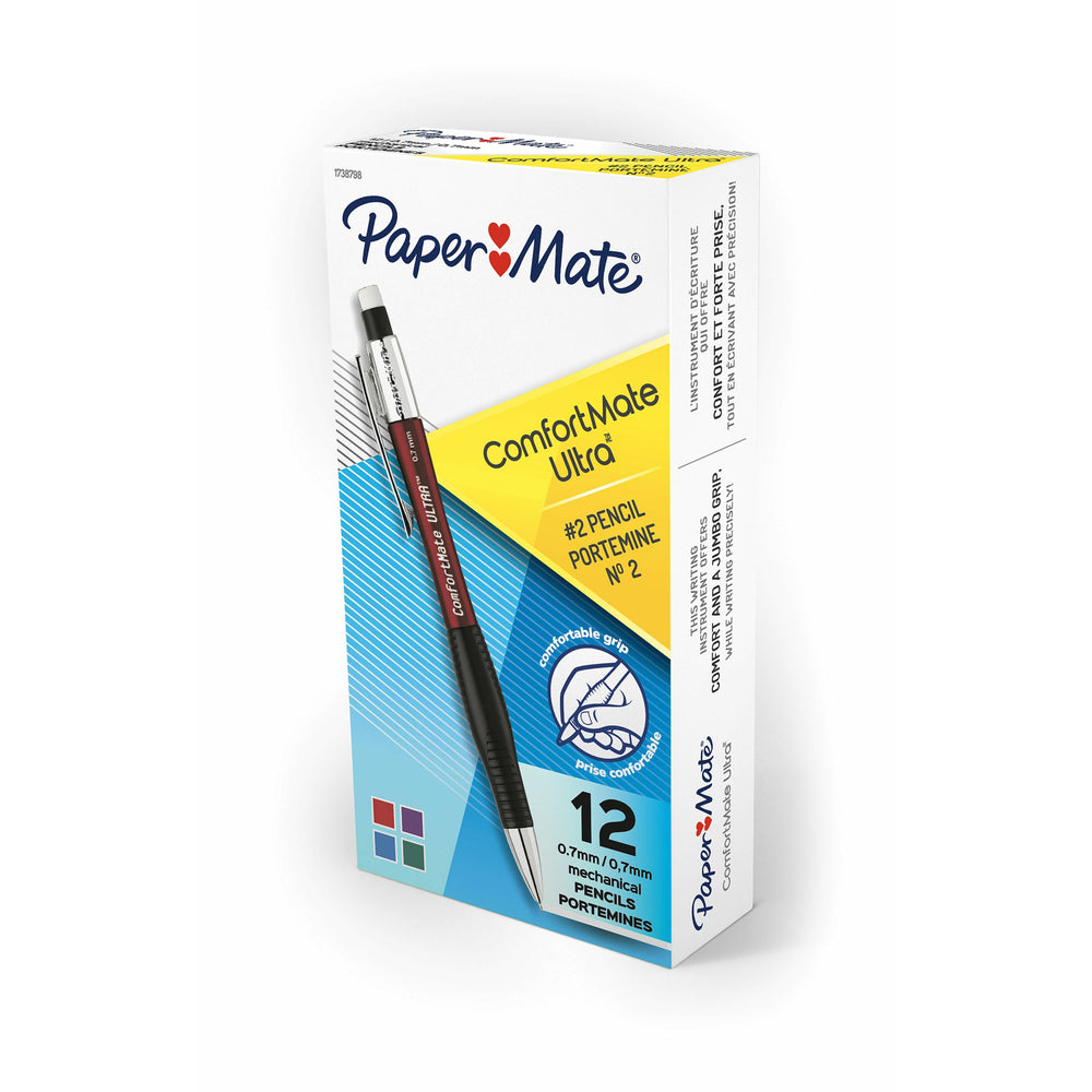 Crayons mécaniques Paper Mate Comfort Mate Ultra n° 2 - 0,7 mm - Lot de 12