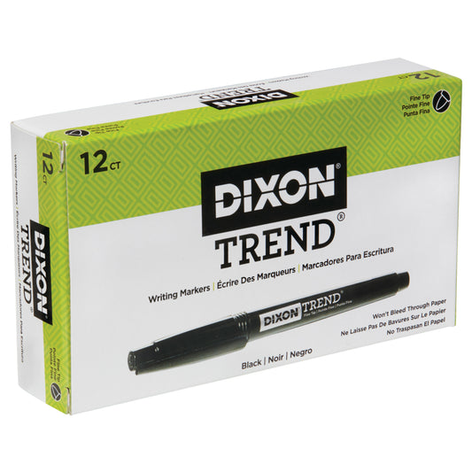 Stylo à pointe synthétique Dixon - Pointe fine - Noir - Lot de 12