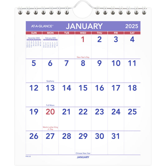 AT-A-GLANCE 2025 Mini Monthly Tent Calendar - 7-1/2" H x 6-1/2" W - English