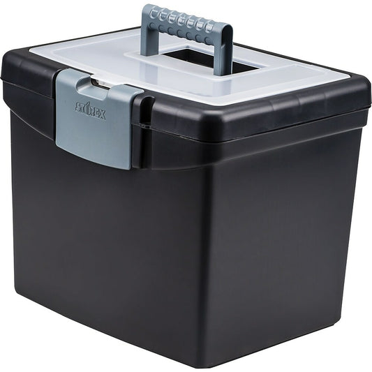Classeur de luxe Storex avec rails de suspension pour courrier - 34 cm (l) x 28 cm (p) x 31 cm (h) - Noir
