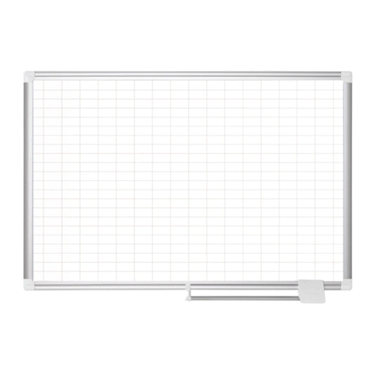 MasterVision Magnetic Steel Dry-Erase Planning Board - 1" x 2" Grid - Aluminum Frame - 36" x 48"