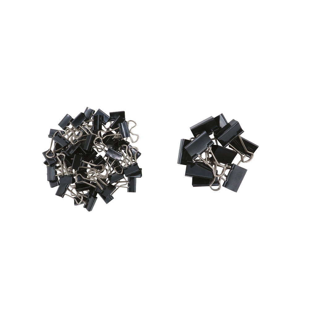 Westcott Black Foldback Clips - Assorted Sizes - Black - 60 Pack