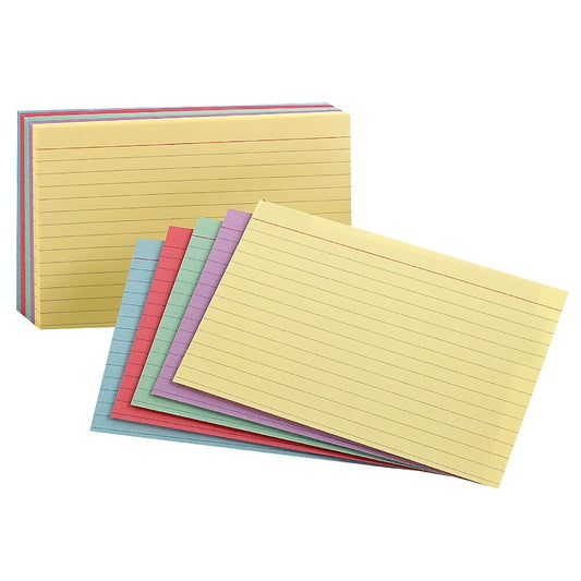 Staples Ruled Index Cards - 3" x 5" - Assorted - 250 Pack