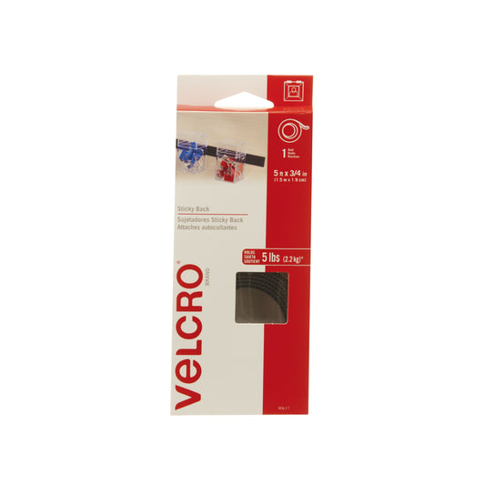 Velcro Sticky Back General Purpose Fasteners - 5' of 3/4" Hook & Loop Tape - Black
