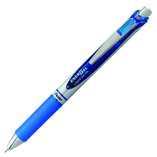 Pentel EnerGel Retractable Liquid Gel Pen - 0.3mm Needle Tip - Blue Ink - 12 Pack