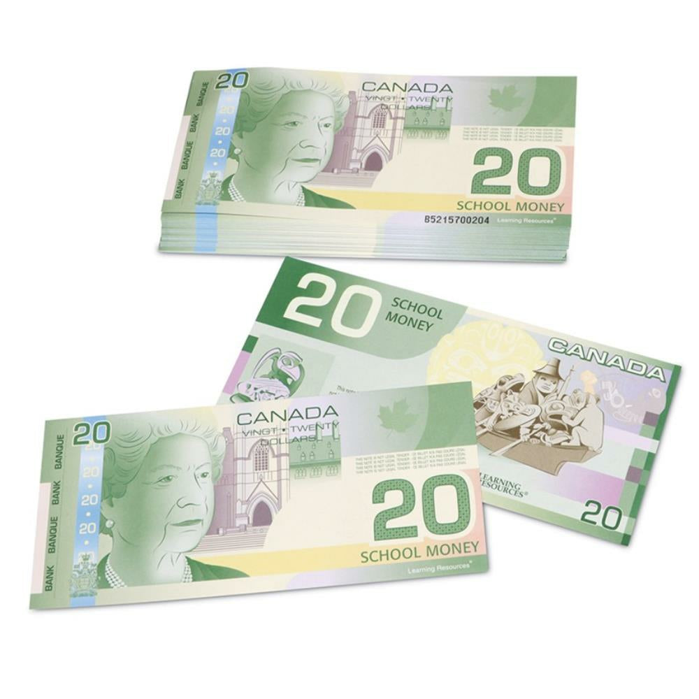 Learning Resources Canadian $20 Bills - Play Money, 100/pkg