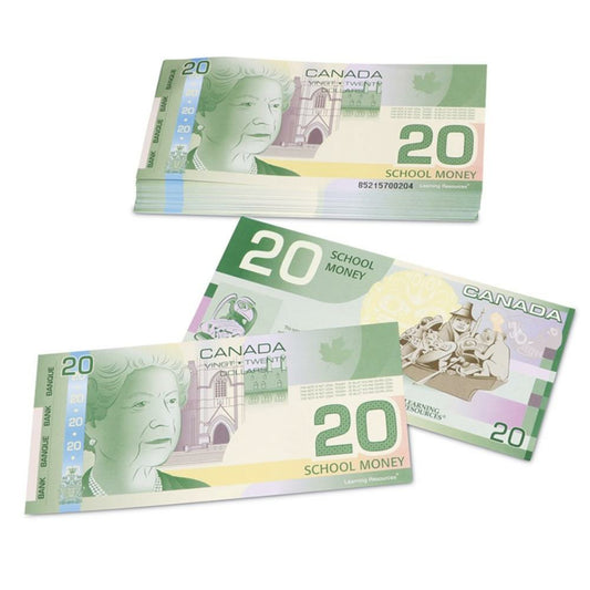 Learning Resources Canadian $20 Bills - Play Money, 100/pkg