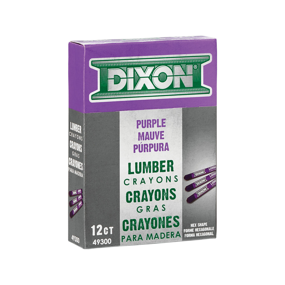 Crayons de cire industriels Dixon pour bois – Hexagone – 4 1/2" x 1/2" – Violet
