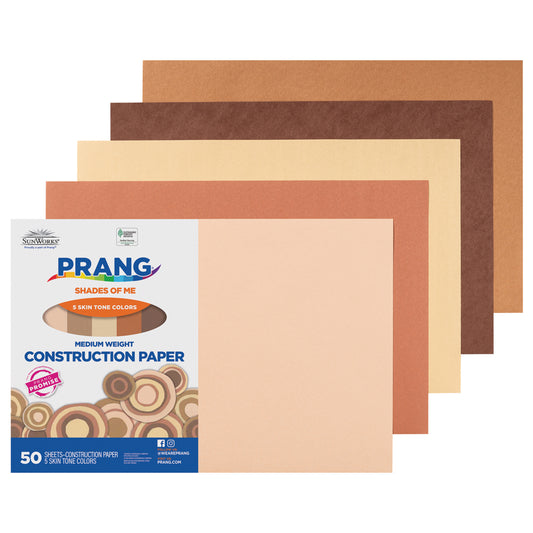 Papier de construction SunWorks Shades of Me, 5 couleurs de peau assorties, 30,5 cm x 45,7 cm x 50 feuilles/paquet