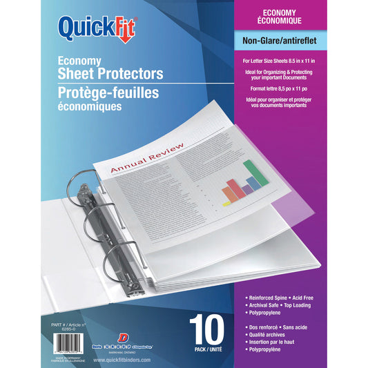Davis Group QuickFit Non-Glare Top-Loading Sheet Protectors - Economy 2 mil. - Letter Size - 10 Pack