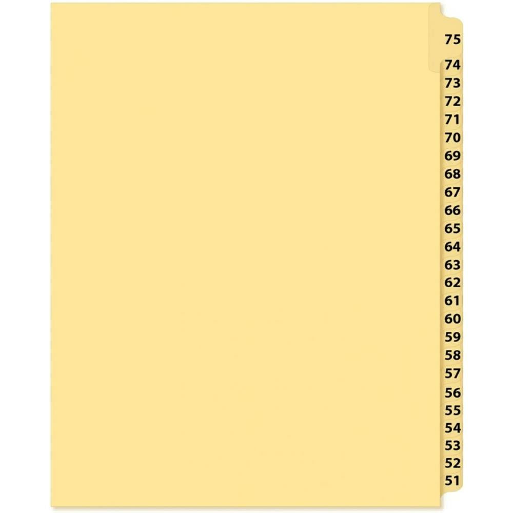 Supreme Litigation Tabs 25th Cut Reverse Numeric Set 11" Buff #75-51