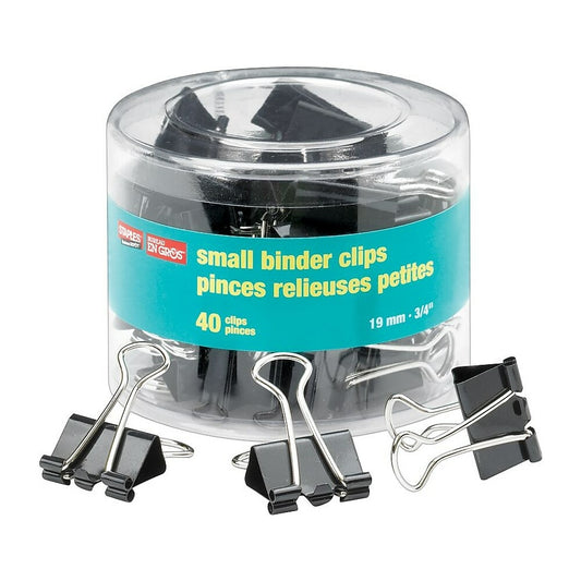 Pinces à reliure Staples - Petites - 3/4" - Noires - Paquet de 40