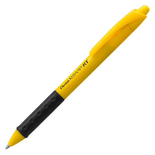 Stylo à bille rétractable Pentel RSVP - Corps jaune de sécurité - Encre noire