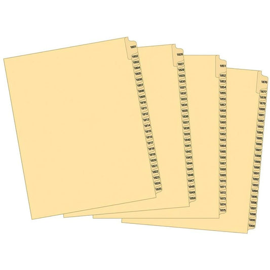 Supreme Litigation Tabs 25th Cut Numeric Set 11" Buff #1801-1900
