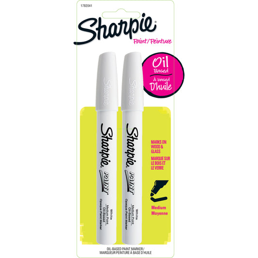 Sharpie Oil-Based Paint Marker, Medium Tip, White, 2 Pack