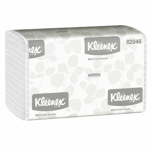 Essuie-tout Kleenex multiplis - Feuilles de 9,2" x 9,4" - 1 épaisseur - Blanc - Paquet de 8