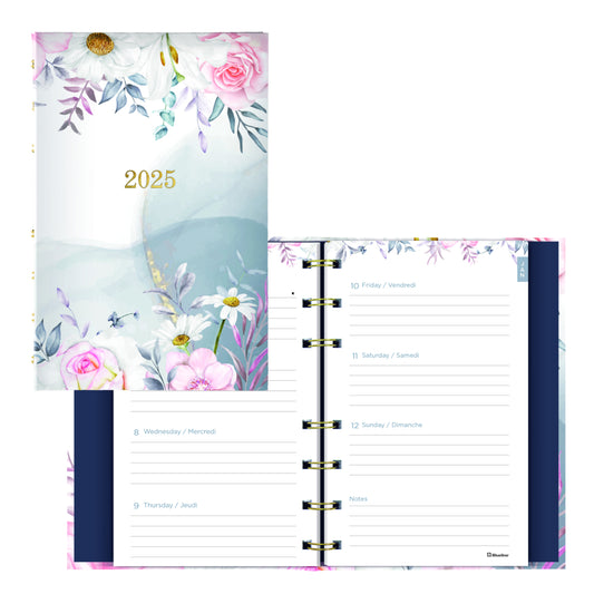 Blueline 2025 Passion Weekly/Monthly Planner - 8"x 5'' - Floral Design - Bilingual