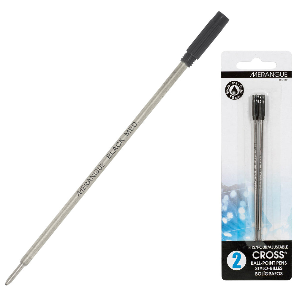 Merangue Cross Ballpoint Pen Refills - Medium Point - Black Ink - 2 Pack