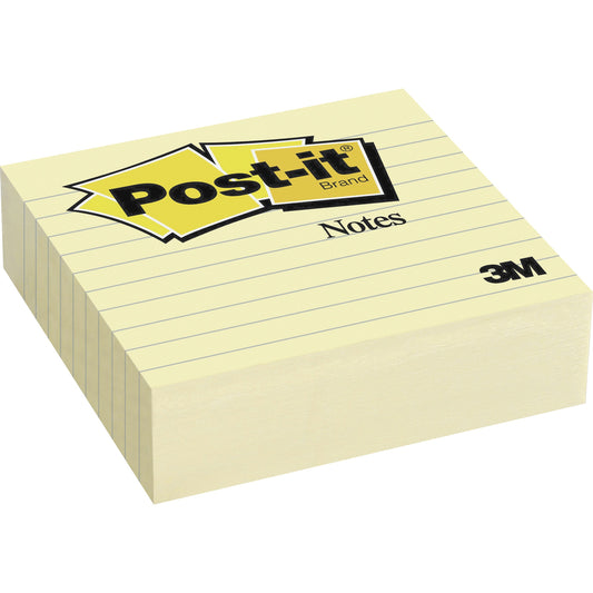 Post-it Notes - Lined - 4" x 4" - Canary Yellow - 300 Sheets/Pad - 12 Pads/Pack