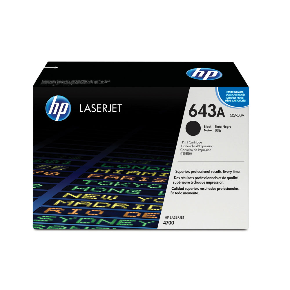 Cartouche de toner noir HP 643A LaserJet d'origine (Q5950A)