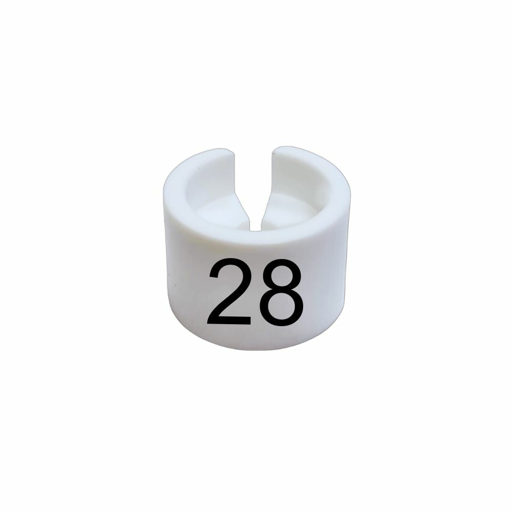 Mini marqueurs de taille pour cintres Eddie's Hang-Up Display Ltd. - Blanc avec impression noire - Taille 28 - Paquet de 100