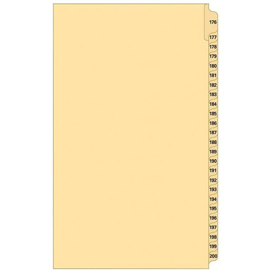 Supreme Litigation Tabs 25th Cut Numeric Set 14" Buff #176-200