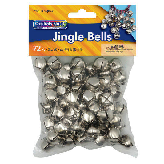 Creativity Street Jingle Bells, Silver, 5/8", 72/pkg.