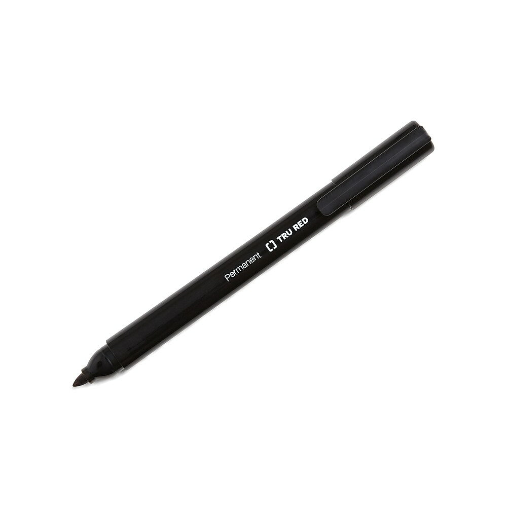 TRU RED Permanent Markers - Fine Tip - Black - 12 Pack