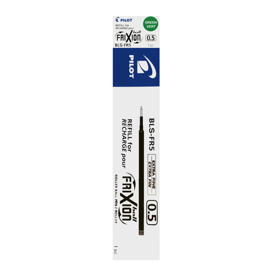 Pilot Frixion Ball and Frixion Ball Clicker Pen Refills - Erasable Gel Ink - Extra Fine Point - 0.5 mm - Green - 12 Pack