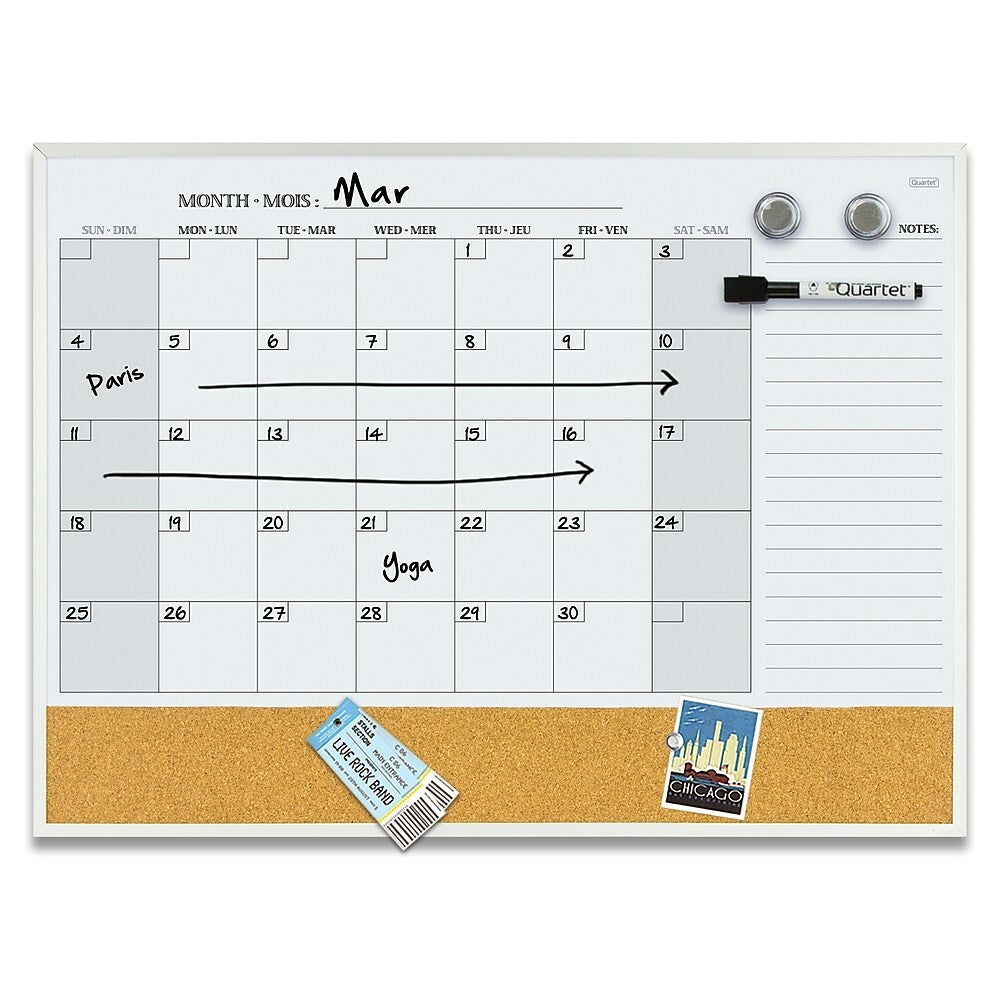 Quartet Slim Aluminum Frame Dry-Erase Combo Calendar, 17" x 23" (6447415861)