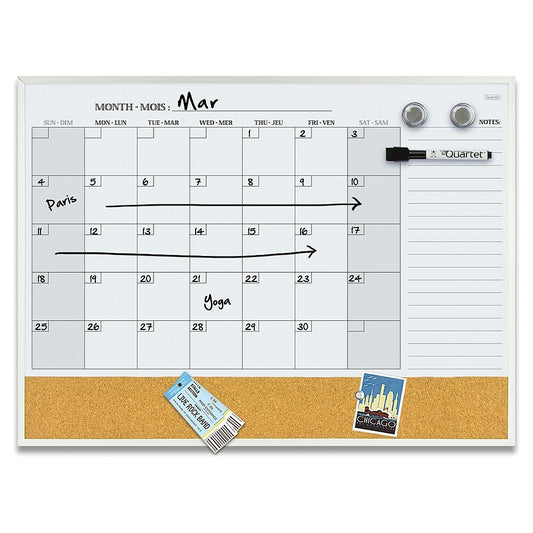 Quartet Slim Aluminum Frame Dry-Erase Combo Calendar, 17" x 23" (6447415861)