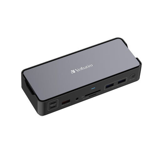 Verbatim USB-C Pro Docking Station 15-1 - 6.61" L x 2.70" W x 1.30" H - Grey