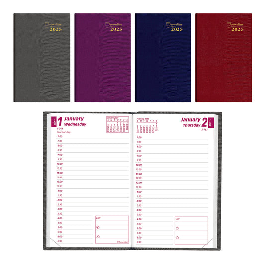 Brownline 2025 Traditional Daily Pocket Planner - 4-3/4" x 3" - Assorted Colours - English