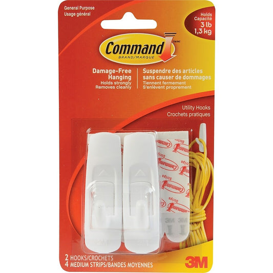 Crochets adhésifs 3M Command, taille moyenne, paquet de 2