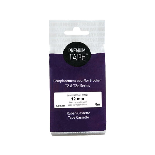 Nutone Premium Tapes Compatible with Brother TZEFX231, TZE-FX231, TZFX231, TZ-FX231 - Flexible - Black / White - 12 mm