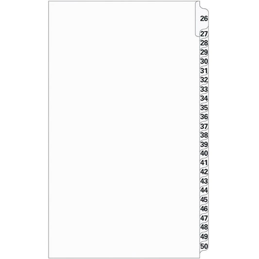 Supreme Litigation Tabs 25th Cut Numeric Set 14" White #26-50