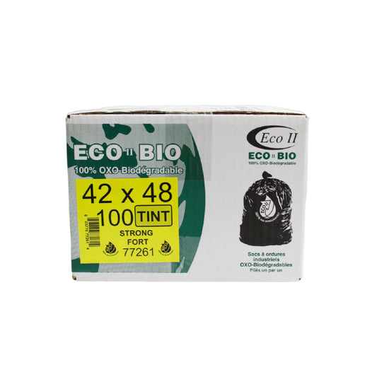 Sacs poubelles oxo-biodégradables Eco II - 42" x 48" - Résistants - Teintés - Paquet de 100