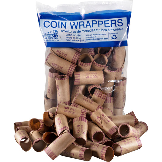 Paper Coin Tube, 2-Dollar Coins, 36 Pack