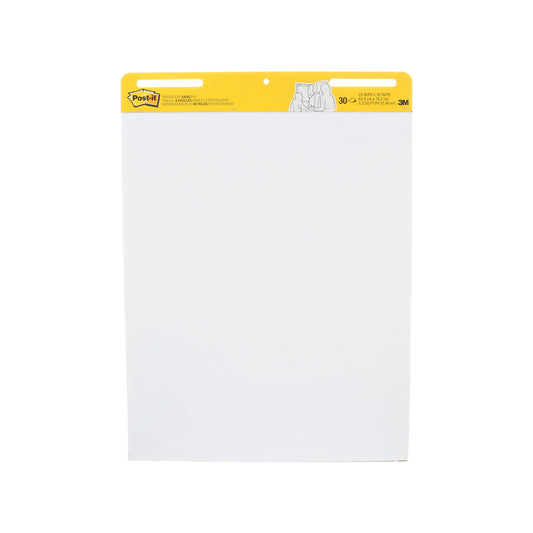 Bloc-notes chevalet Post-it - 63,5 cm l x 76 cm L (25 po l x 30 po L) - Blanc - 30 feuilles par bloc
