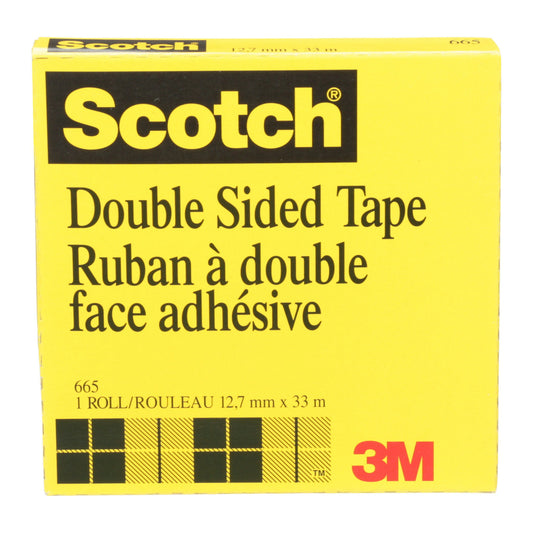 Ruban adhésif double face Scotch - Noyau de 3 po - Transparent - 12 mm l x 33 m L - En boîte
