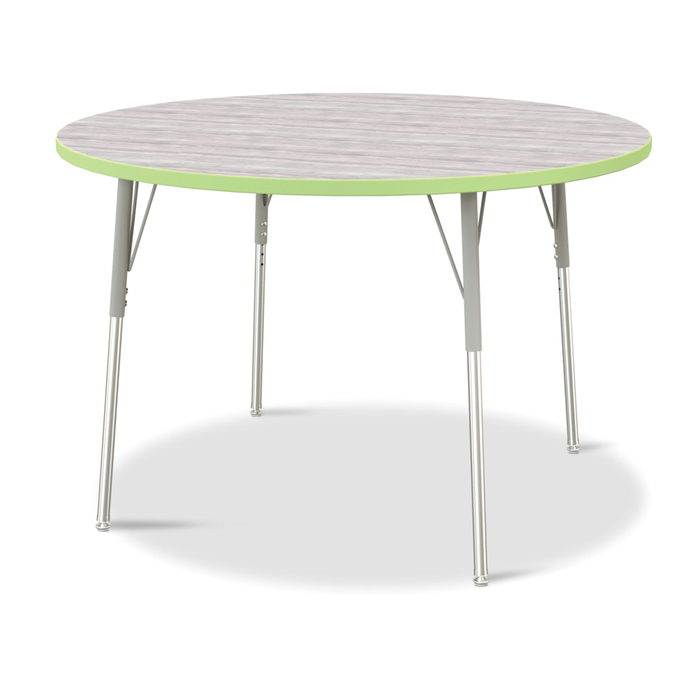 Jonti-Craft Berries Round Activity Table - 48" Diameter - 24-31"H - Driftwood Grey/Key Lime