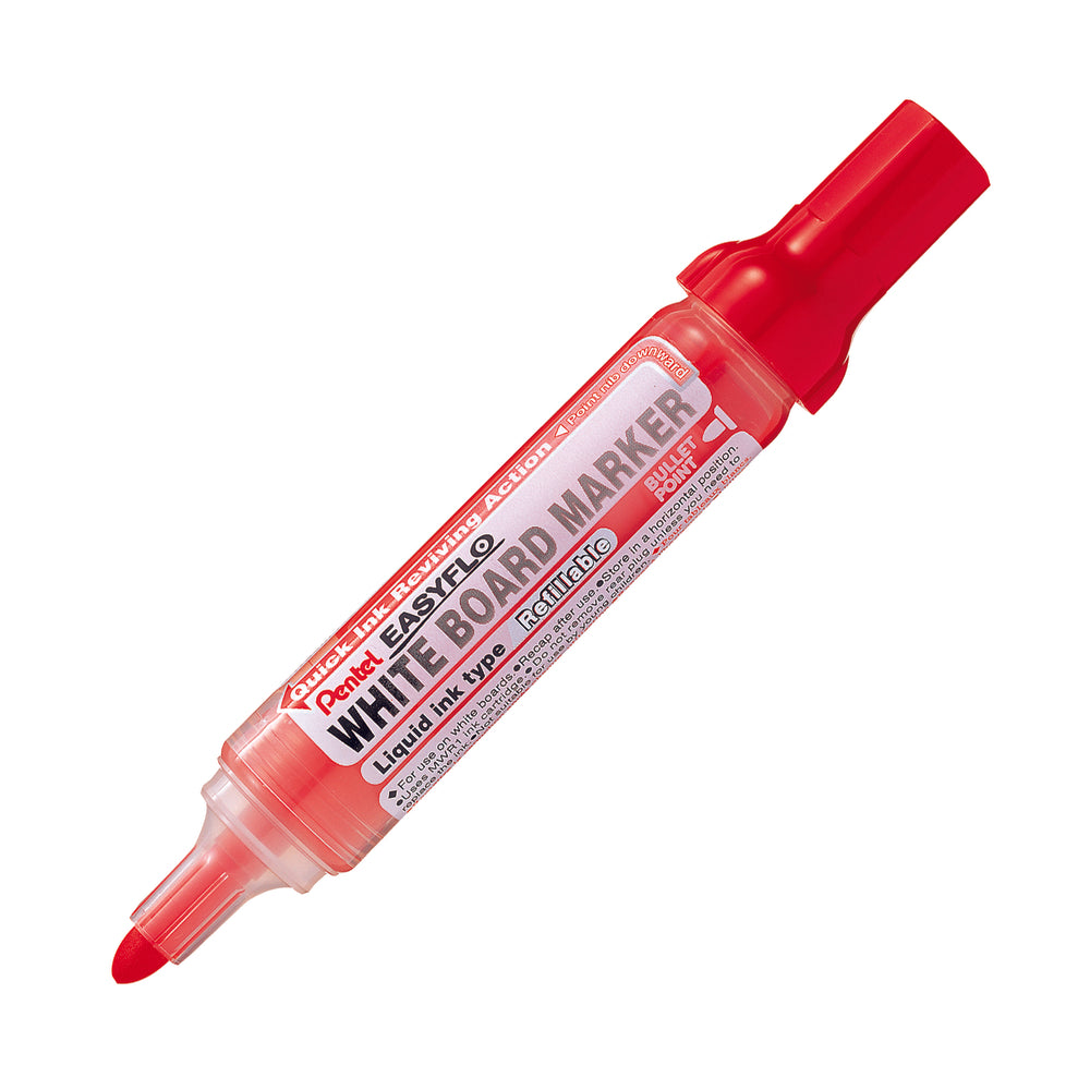 Pentel Easyflo Refillable Whiteboard Marker - Bullet Point - Red - 12 Pack