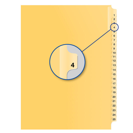 Legal Exhibit Dividers Buff #4 Letter Size, Pack of 25
