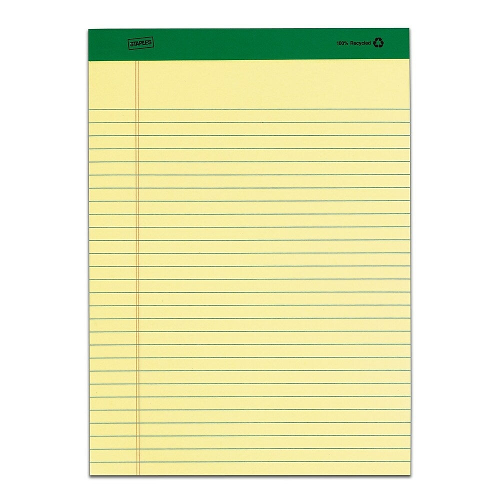 Bloc de papier Staples 100 % recyclé – 8-1/2" x 11-3/4" – Paquet de 12