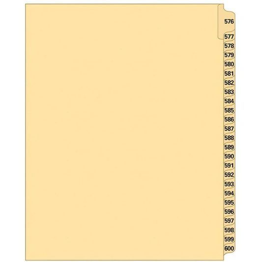 Supreme Litigation Tabs 25th Cut Numeric Set 11" Buff #576-600
