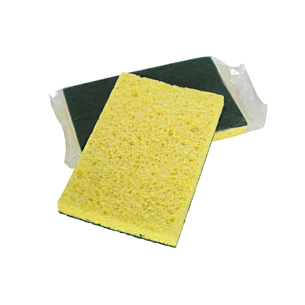 Globe Commercial Heavy Duty Cellulose Scrub Sponge - 6" x 4'' - Green/Yellow
