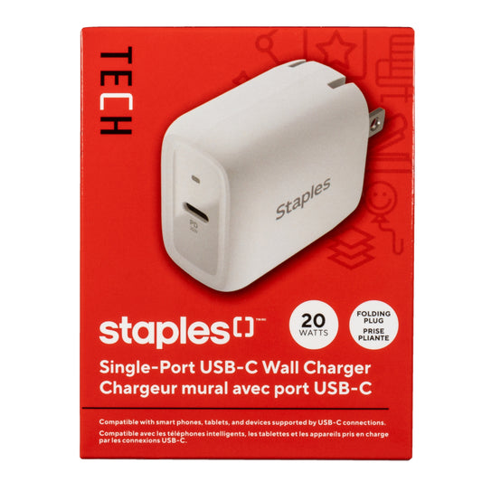 Staples Wall Charger - 20W - White