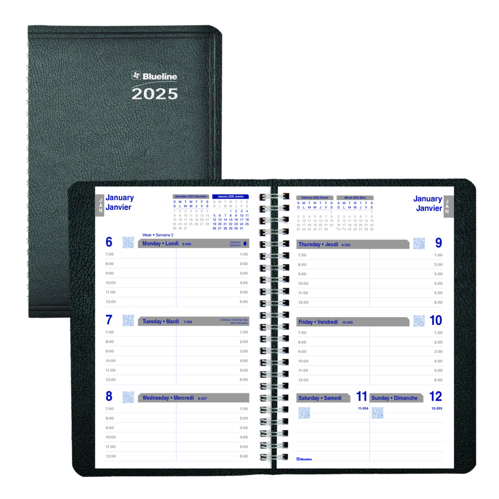 Blueline 2025 Net Zero Carbon Weekly Planner - 8" x 5" - Black - Bilingual