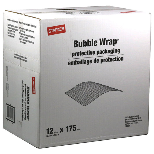 Staples Bubble Cushioning - Dispenser Box - 175' - Perforated every 12"